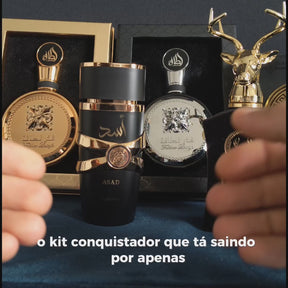 Oferta de NATAL | KIT CONQUISTADOR ( 4 Perfumes Árabes 100% Originais ) 100ml cada + Envio Grátis